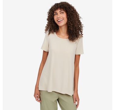 Kim &amp; Co. Deluxe Brazil Knit Short Sleeve High-Low Top 