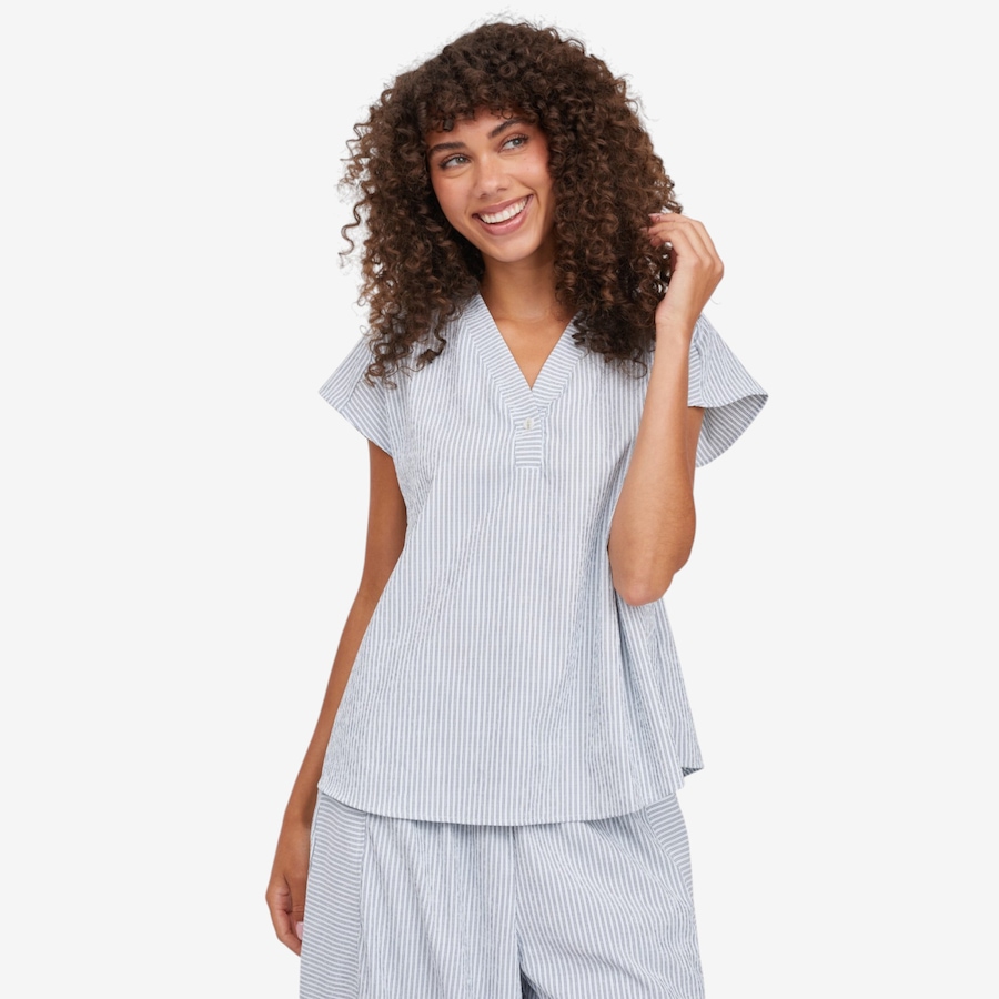 Image 125021_BLUER.jpg, Product 125-021 / Price $69.99, Kim & Co. Woven Roxy Short Dolman Sleeve Relaxed Top from Kim & Co. on TSC.ca's Fashion department