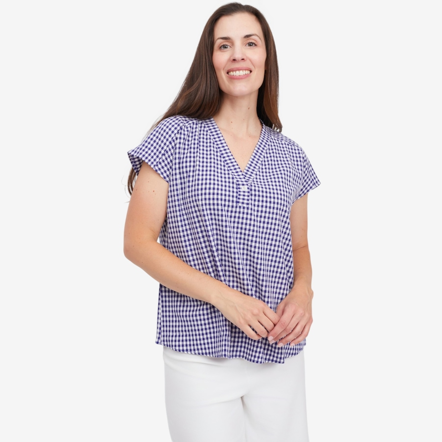Image 125021_NVEC.jpg, Product 125-021 / Price $69.99, Kim & Co. Woven Roxy Short Dolman Sleeve Relaxed Top from Kim & Co. on TSC.ca's Fashion department
