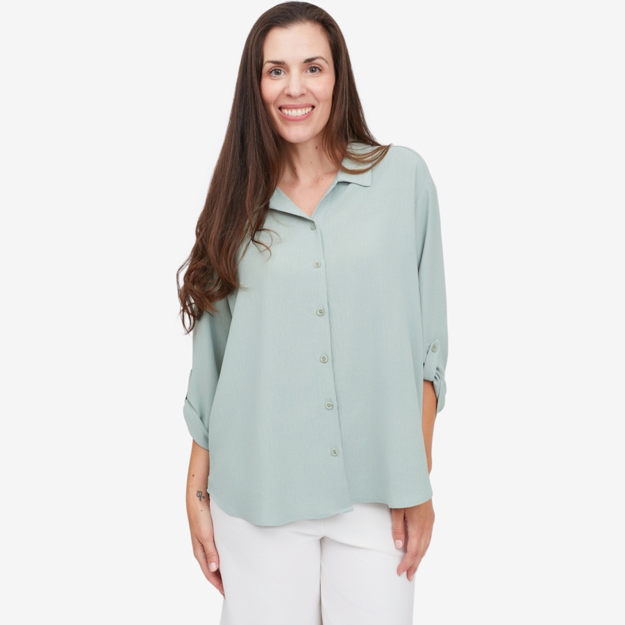 Image 125027_DPCEL.jpg, Product 125-027 / Price $79.99, Kim & Co. Crinkle Poplin 3/4 Roll Up Sleeve Shirt from Kim & Co. on TSC.ca's Fashion department
