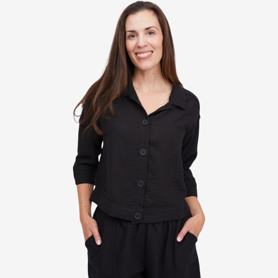 Image 125028_BLK.jpg, Product 125-028 / Price $89.99, Kim & Co. Linen Feel 3/4 Length Sleeve Light Jacket from Kim & Co. on TSC.ca's Fashion department