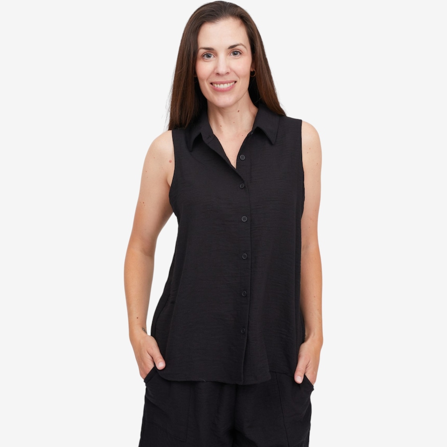 Image 125034_BLK.jpg, Product 125-034 / Price $69.99, Kim & Co. Linen Feel Sleeveless Shirt from Kim & Co. on TSC.ca's Fashion department