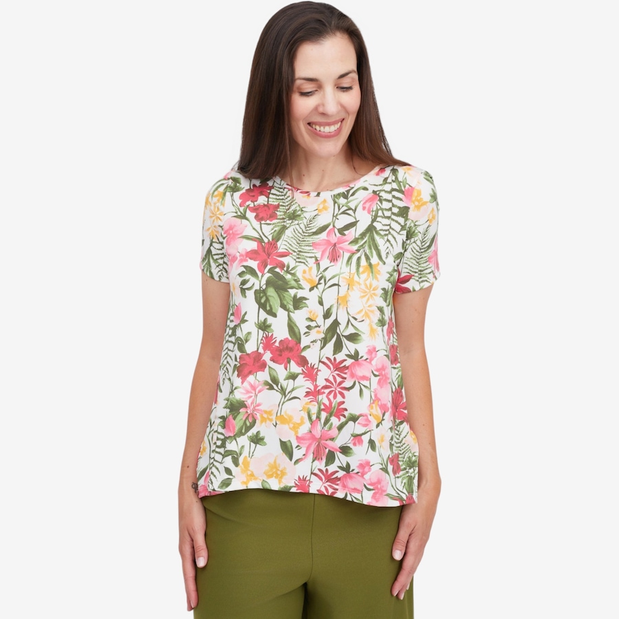 Image 125069_REM.jpg, Product 125-069 / Price $59.99, Kim & Co. Printed Brazil Knit Short Flutter Sleeve Top from Kim & Co. on TSC.ca's Fashion department