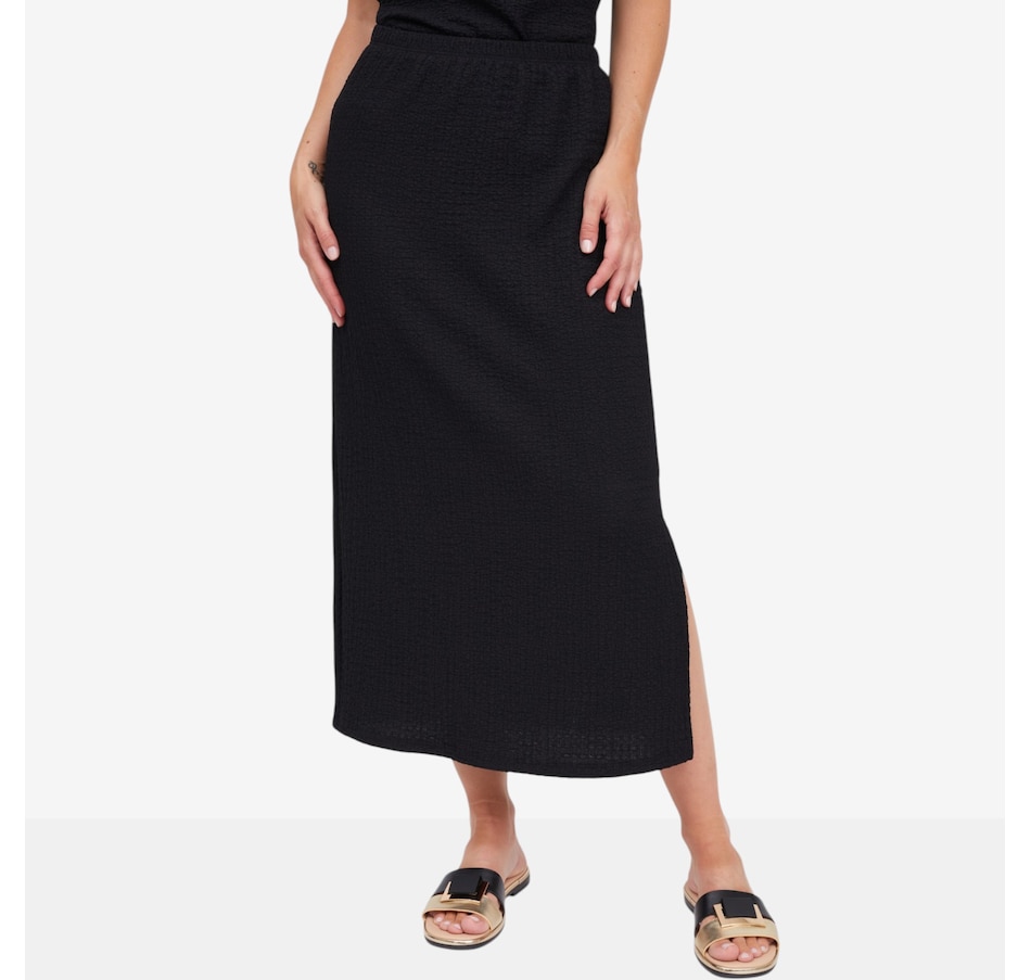 Image 125156_BLK.jpg, Product 125-156 / Price $57.99, Kim & Co. Mini Pop Midi Skirt with Side Slit from Kim & Co. on TSC.ca's Fashion department