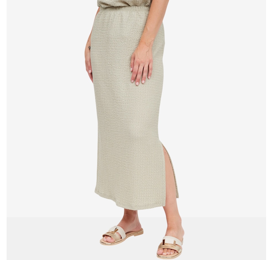 Image 125156_CEL.jpg, Product 125-156 / Price $57.99, Kim & Co. Mini Pop Midi Skirt with Side Slit from Kim & Co. on TSC.ca's Fashion department