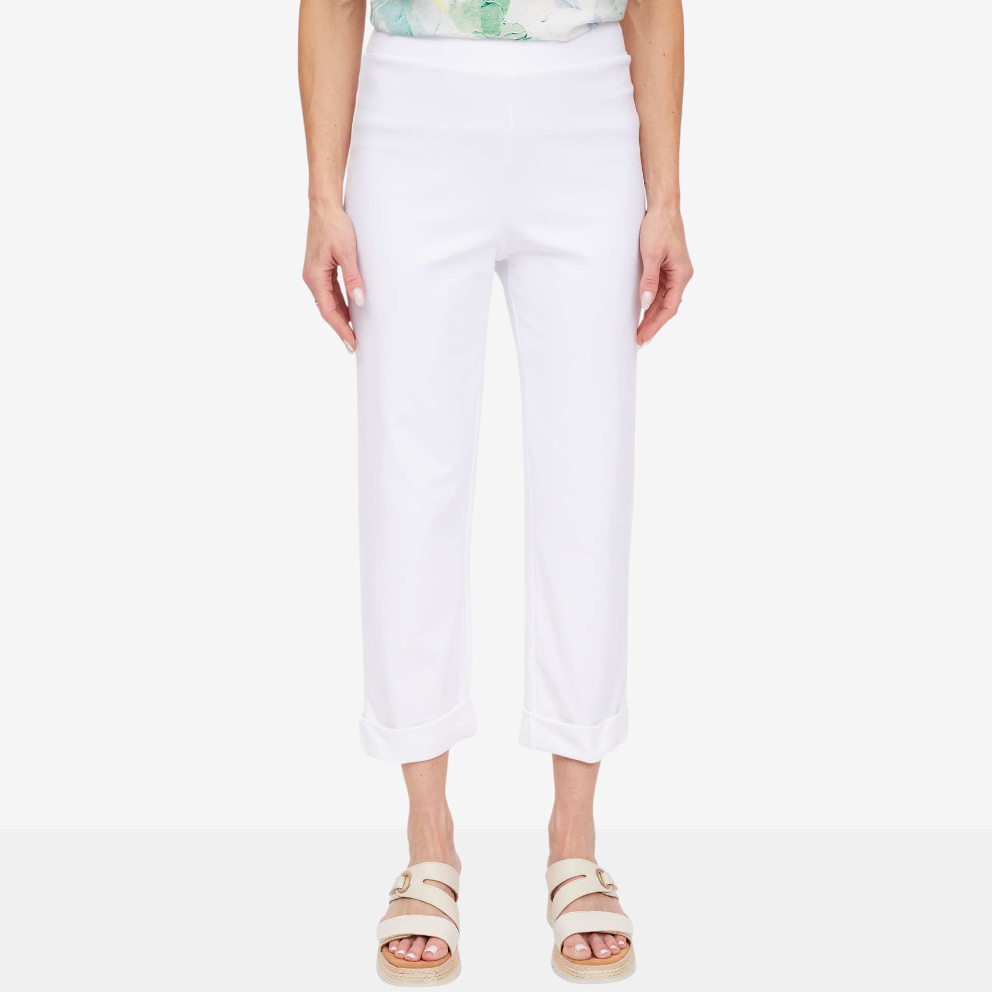 Kim & Co. Deluxe Denim Knit Cuffed Cropped Length Pant - TSC.ca