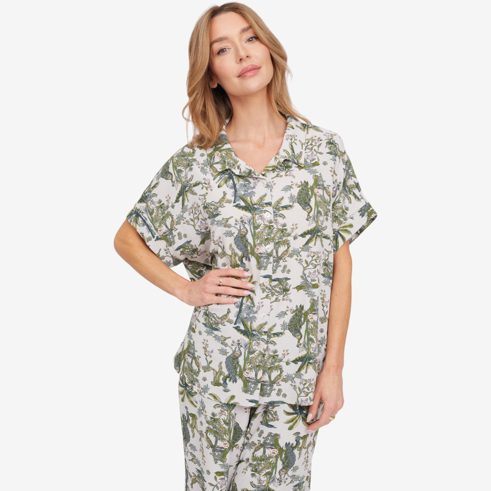 Kim & Co. Crinkle Poplin Yassi Short Dolman Sleeve Shirt - TSC.ca