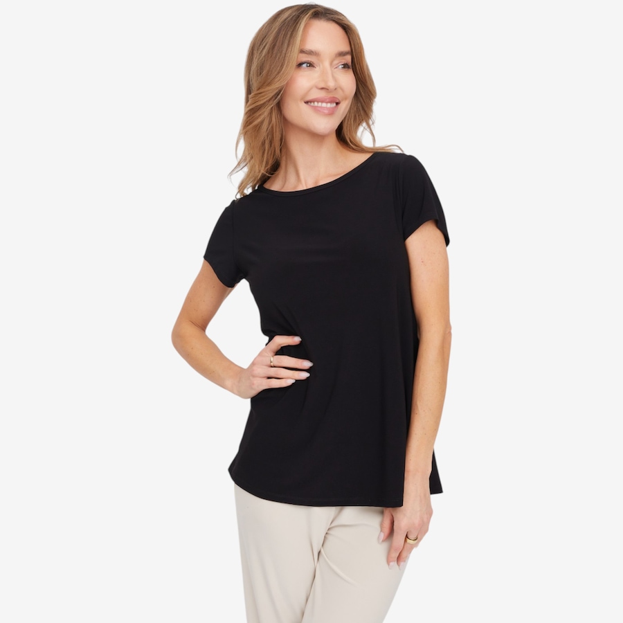 Image 125170_BLK.jpg, Product 125-170 / Price $54.99 - $64.99, Kim & Co. Deluxe Brazil Knit Short Sleeve T-Shirt from Kim & Co. on TSC.ca's Fashion department