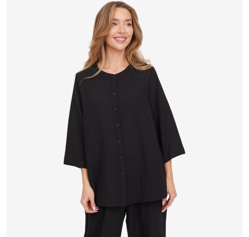 Image 125178_BLK.jpg, Product 125-178 / Price $74.99, Kim & Co. Linen Feel 3/4 Length Sleeve Shirt from Kim & Co. on TSC.ca's Fashion department