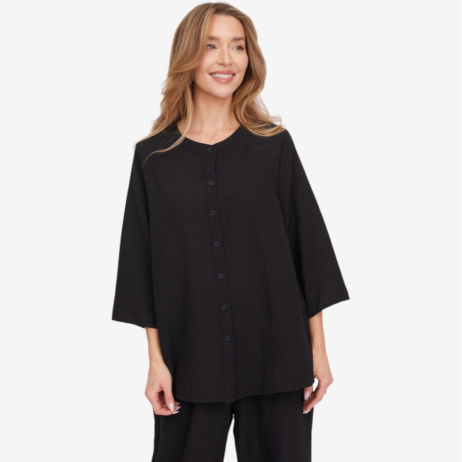 Image 125178_BLK.jpg, Product 125-178 / Price $84.99, Kim & Co. Linen Feel 3/4 Length Sleeve Shirt from Kim & Co. on TSC.ca's Fashion department