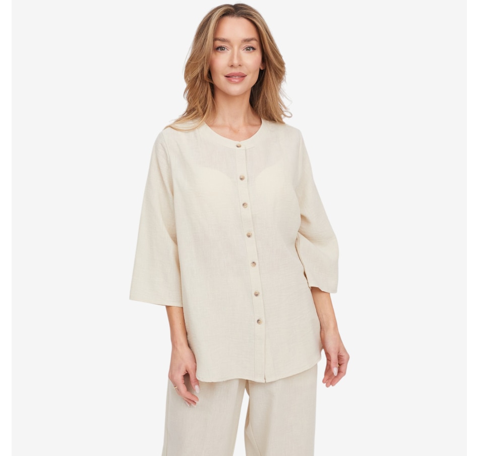 Image 125178_SAN.jpg, Product 125-178 / Price $74.99, Kim & Co. Linen Feel 3/4 Length Sleeve Shirt from Kim & Co. on TSC.ca's Fashion department