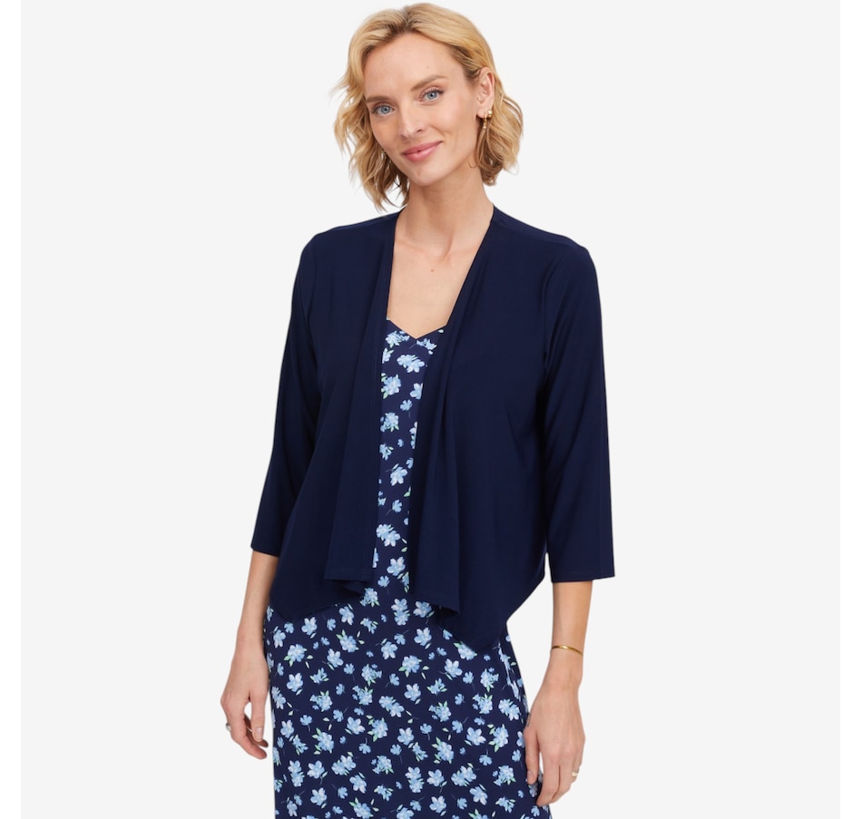 Image 125208_NVY.jpg, Product 125-208 / Price $57.99, Kim & Co. Deluxe Brazil Knit 3/4 Length Sleeve Bolero from Kim & Co. on TSC.ca's Fashion department