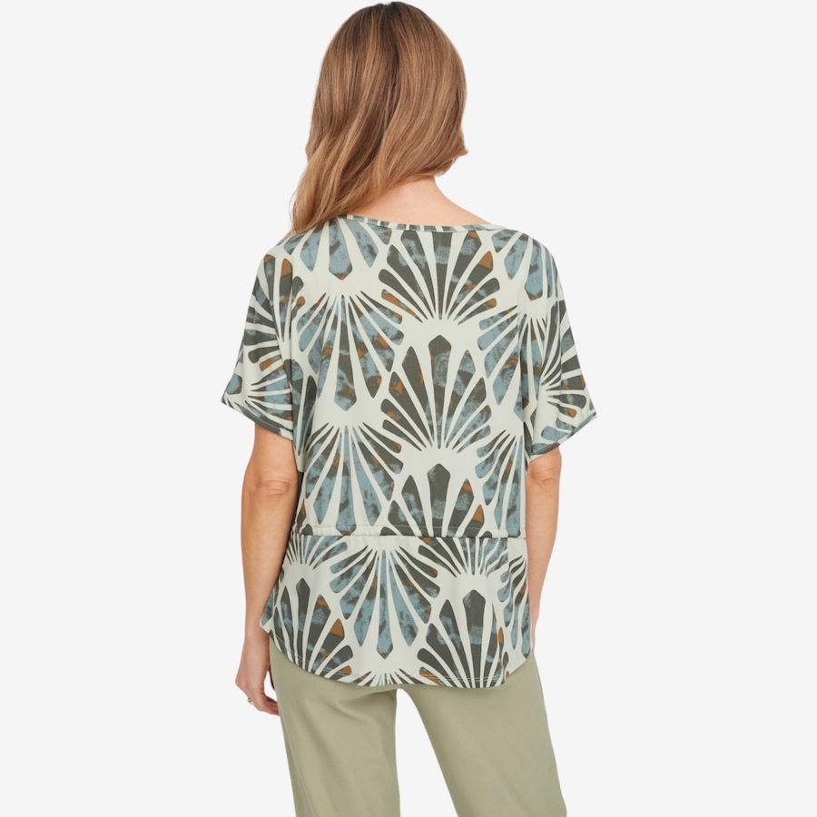 Image 125209_ALTMORE5.jpg, Product 125-209 / Price $64.99, Kim & Co. Printed Brazil Knit Falling Sleeve Top with Drawstring from Kim & Co. on TSC.ca's Fashion department