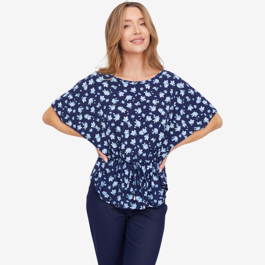 Image 125209_ALTMORE6.jpg, Product 125-209 / Price $64.99, Kim & Co. Printed Brazil Knit Falling Sleeve Top with Drawstring from Kim & Co. on TSC.ca's Fashion department