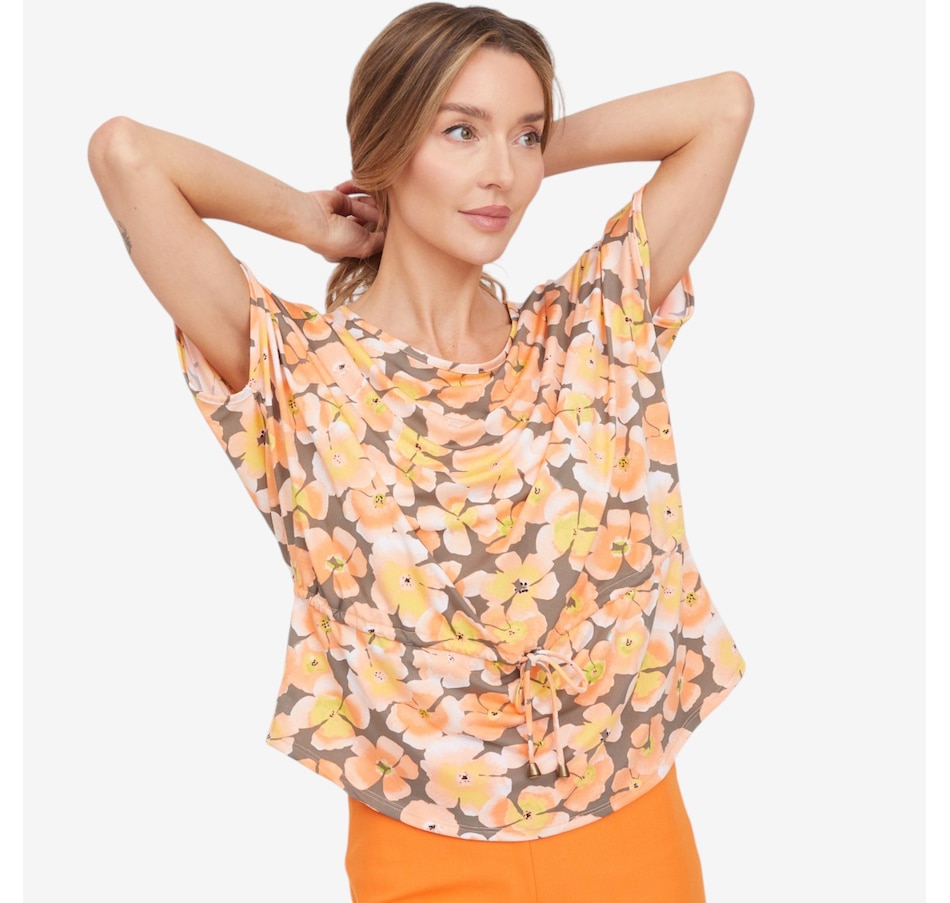 Image 125209_ALTMORE7.jpg, Product 125-209 / Price $49.99, Kim & Co. Printed Brazil Knit Falling Sleeve Top with Drawstring from Kim & Co. on TSC.ca's Fashion department