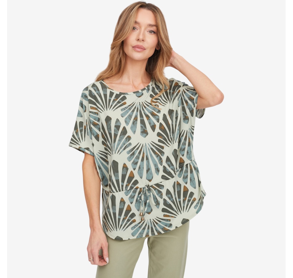 Image 125209_GRMU.jpg, Product 125-209 / Price $49.99, Kim & Co. Printed Brazil Knit Falling Sleeve Top with Drawstring from Kim & Co. on TSC.ca's Fashion department
