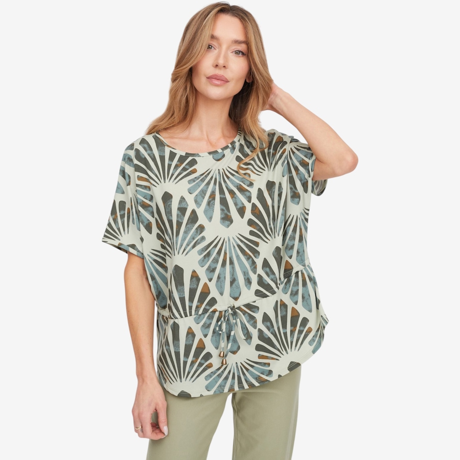 Image 125209_GRMU.jpg, Product 125-209 / Price $64.99, Kim & Co. Printed Brazil Knit Falling Sleeve Top with Drawstring from Kim & Co. on TSC.ca's Fashion department