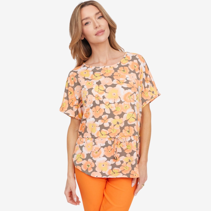 Image 125209_KHECR.jpg, Product 125-209 / Price $64.99, Kim & Co. Printed Brazil Knit Falling Sleeve Top with Drawstring from Kim & Co. on TSC.ca's Fashion department