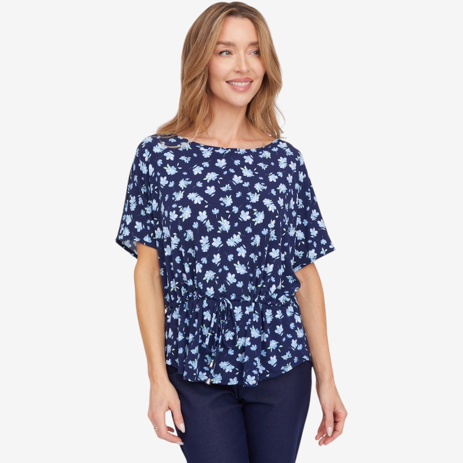 Image 125209_NVM.jpg, Product 125-209 / Price $64.99, Kim & Co. Printed Brazil Knit Falling Sleeve Top with Drawstring from Kim & Co. on TSC.ca's Fashion department