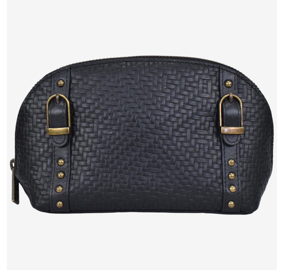Image 125337_EMBLK.jpg, Product 125-337 / Price $82.00, Anuschka Heritage Leather Zippered Cosmetic Pouch from Anuschka Handbags on TSC.ca's Beauty department