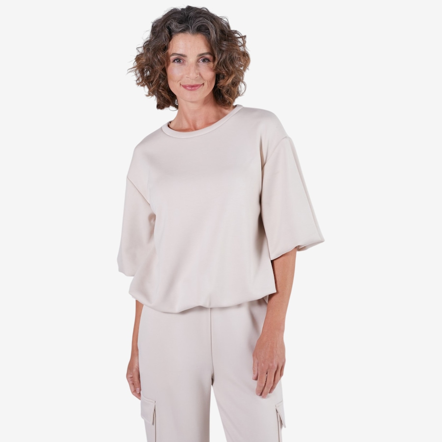 Image 125404_BGE.jpg, Product 125-404 / Price $74.99, M Made In Italy Knit Crew Neck Sweatshirt with Bubble Sleeve and Hem from M Made in Italy on TSC.ca's Fashion department