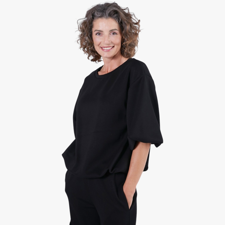 Image 125404_BLK.jpg, Product 125-404 / Price $74.99, M Made In Italy Knit Crew Neck Sweatshirt with Bubble Sleeve and Hem from M Made in Italy on TSC.ca's Fashion department