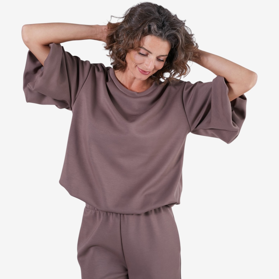 Image 125404_PECA.jpg, Product 125-404 / Price $74.99, M Made In Italy Knit Crew Neck Sweatshirt with Bubble Sleeve and Hem from M Made in Italy on TSC.ca's Fashion department