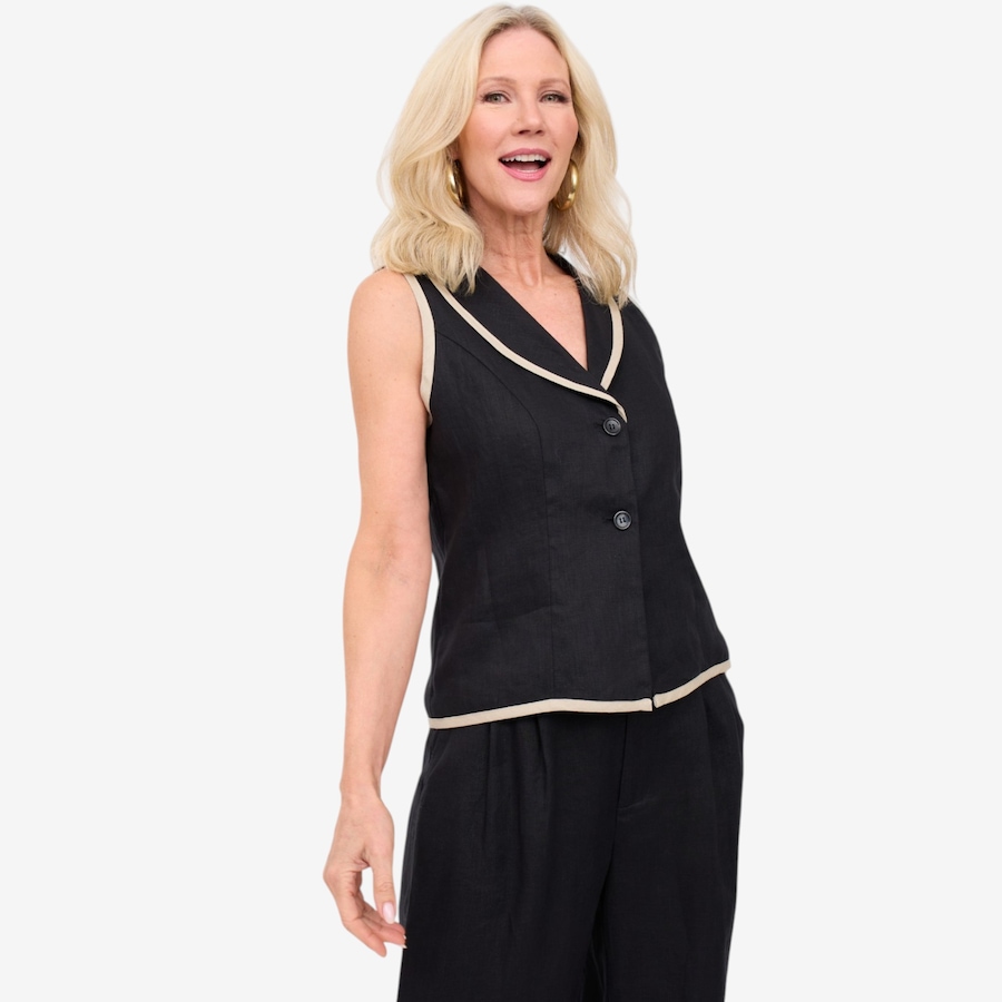 Image 125669_BNL.jpg, Product 125-669 / Price $69.88, Brian Bailey Linen Vest with Contrast Trim from Brian Bailey on TSC.ca's Fashion department