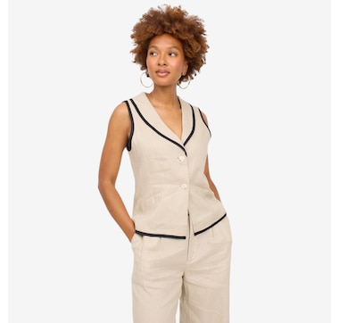 Brian Bailey Linen Vest with Contrast Trim