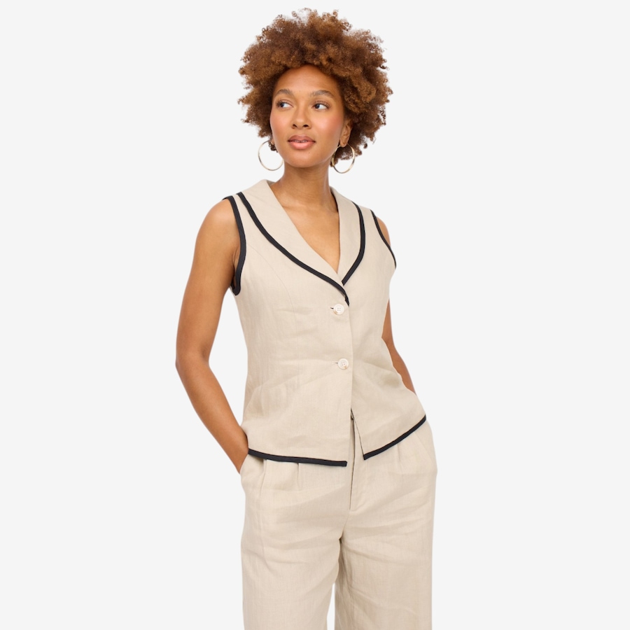 Image 125669_NABK.jpg, Product 125-669 / Price $69.88, Brian Bailey Linen Vest with Contrast Trim from Brian Bailey on TSC.ca's Fashion department