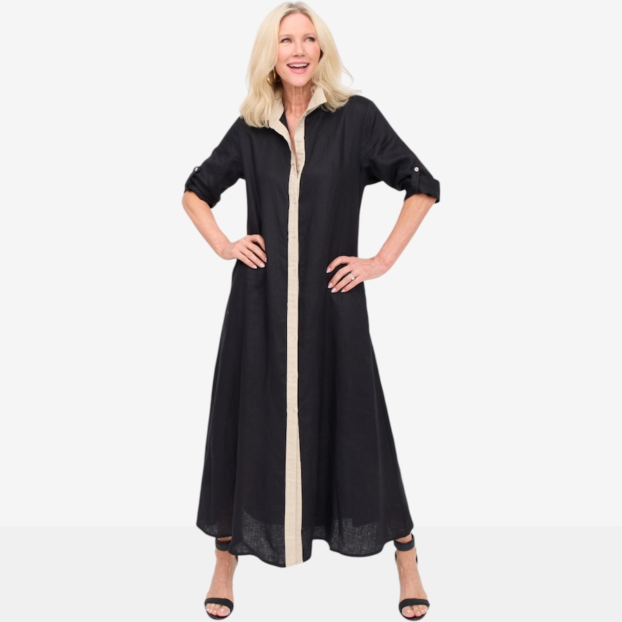 Image 125673_BNL.jpg, Product 125-673 / Price $119.88, Brian Bailey Linen Button Front Maxi Dress with Contrast Placket from Brian Bailey on TSC.ca's Fashion department