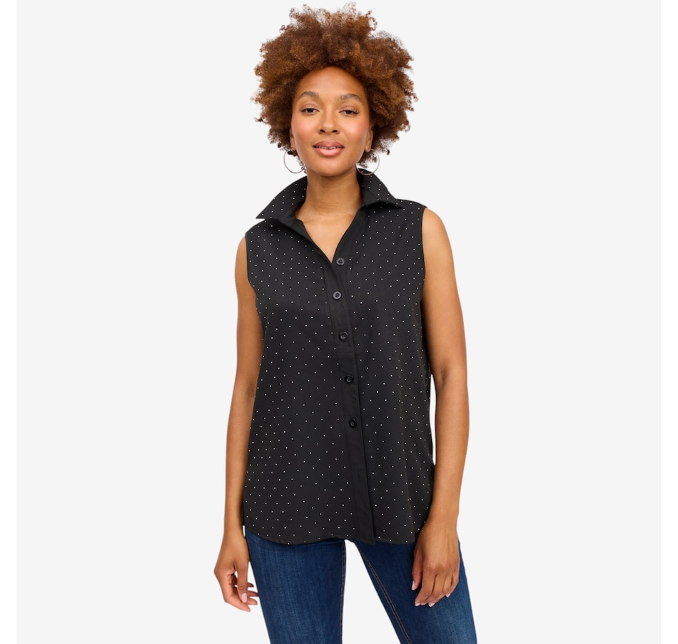 Image 125677_BLK.jpg, Product 125-677 / Price $70.00, Brian Bailey Sleeveless Button Down Shirt with Heat Set Crystals from Brian Bailey on TSC.ca's Fashion department