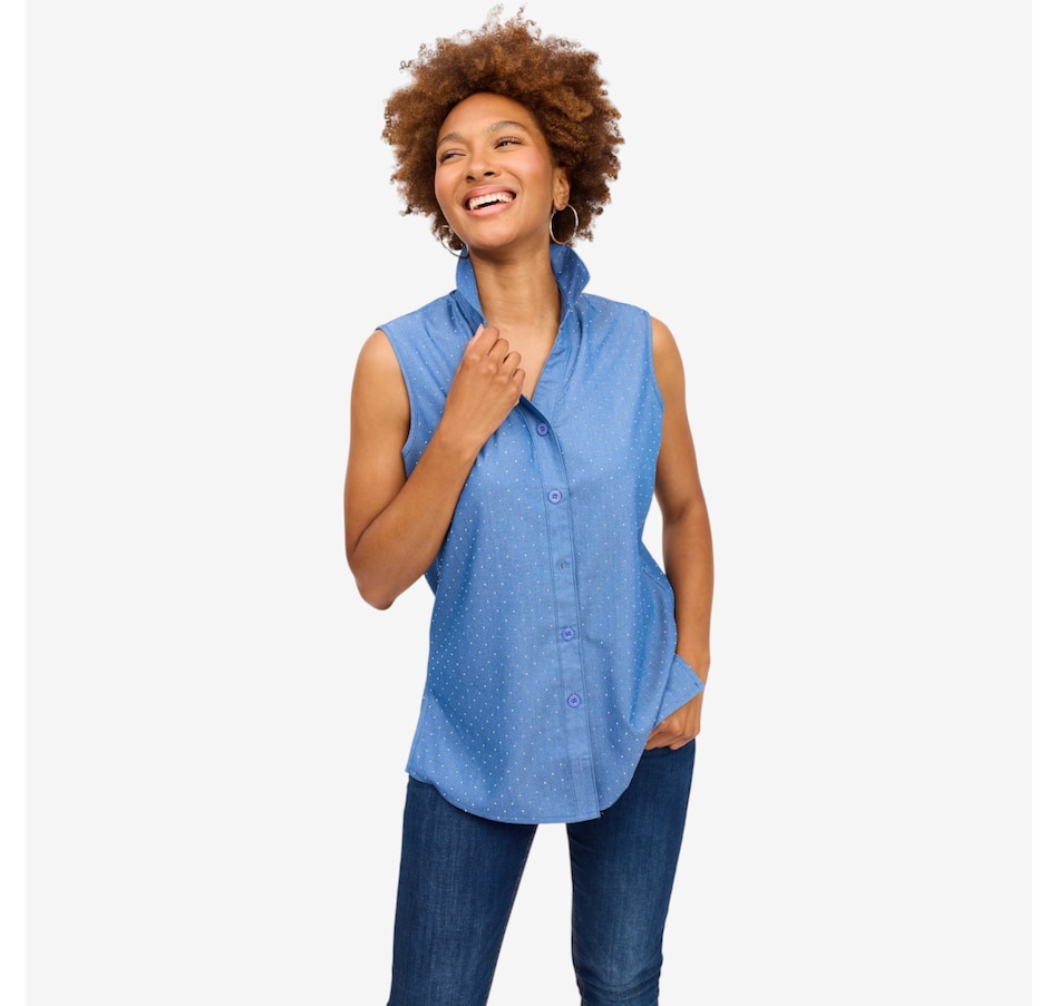 Image 125677_CHA.jpg, Product 125-677 / Price $70.00, Brian Bailey Sleeveless Button Down Shirt with Heat Set Crystals from Brian Bailey on TSC.ca's Fashion department