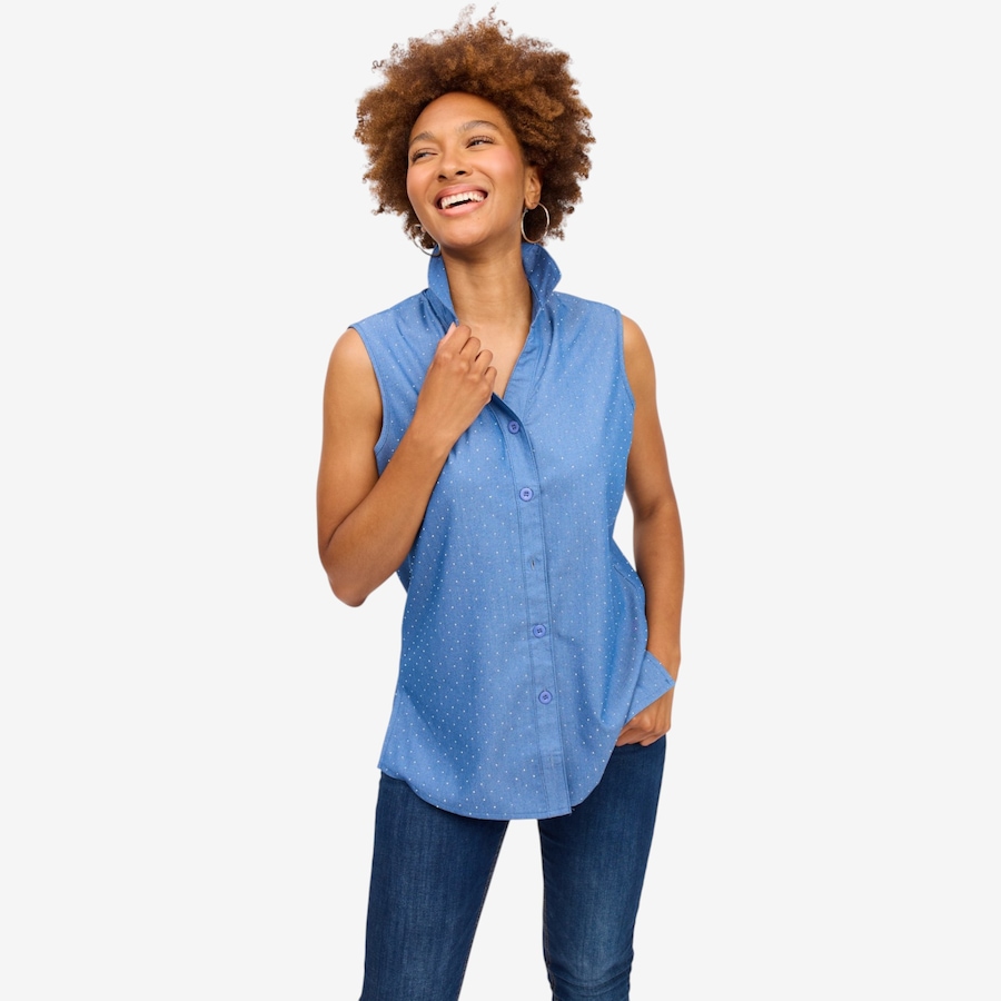 Image 125677_CHA.jpg, Product 125-677 / Price $80.00, Brian Bailey Sleeveless Button Down Shirt with Heat Set Crystals from Brian Bailey on TSC.ca's Fashion department