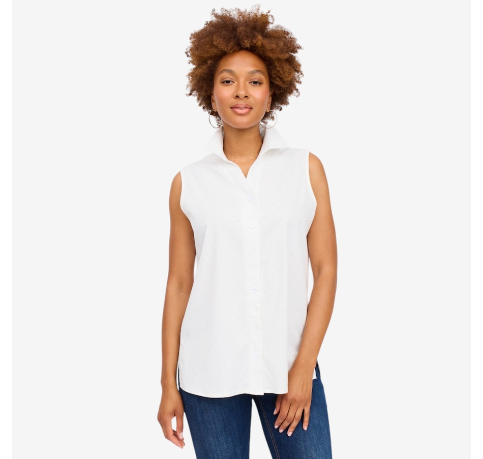 Image 125677_WHT.jpg, Product 125-677 / Price $70.00, Brian Bailey Sleeveless Button Down Shirt with Heat Set Crystals from Brian Bailey on TSC.ca's Fashion department