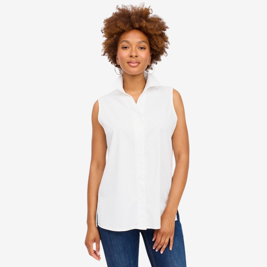 Image 125677_WHT.jpg, Product 125-677 / Price $80.00, Brian Bailey Sleeveless Button Down Shirt with Heat Set Crystals from Brian Bailey on TSC.ca's Fashion department