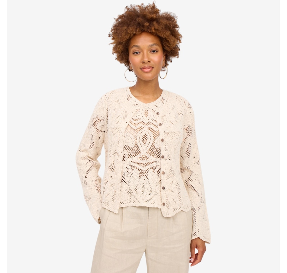 Image 125684_NAT.jpg, Product 125-684 / Price $190.00, Brian Bailey Crochet Lace Cardigan from Brian Bailey on TSC.ca's Fashion department