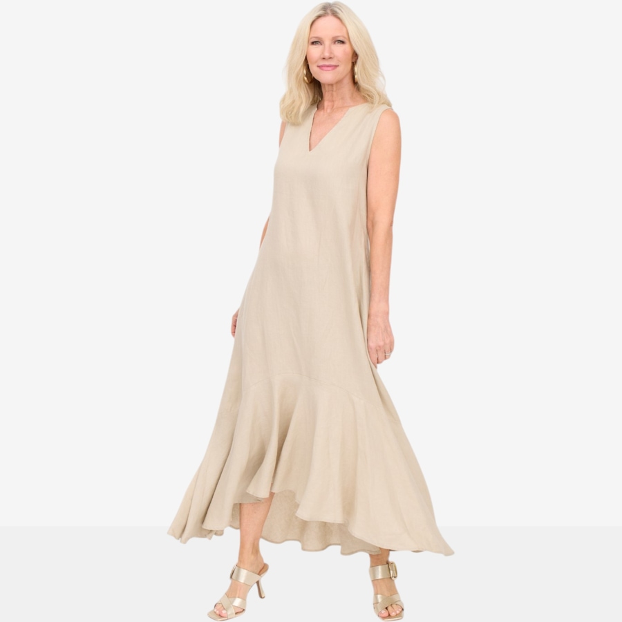 Image 125686_NAT.jpg, Product 125-686 / Price $225.00, Brian Bailey Sleeveless V-Neck Flared Dress from Brian Bailey on TSC.ca's Fashion department