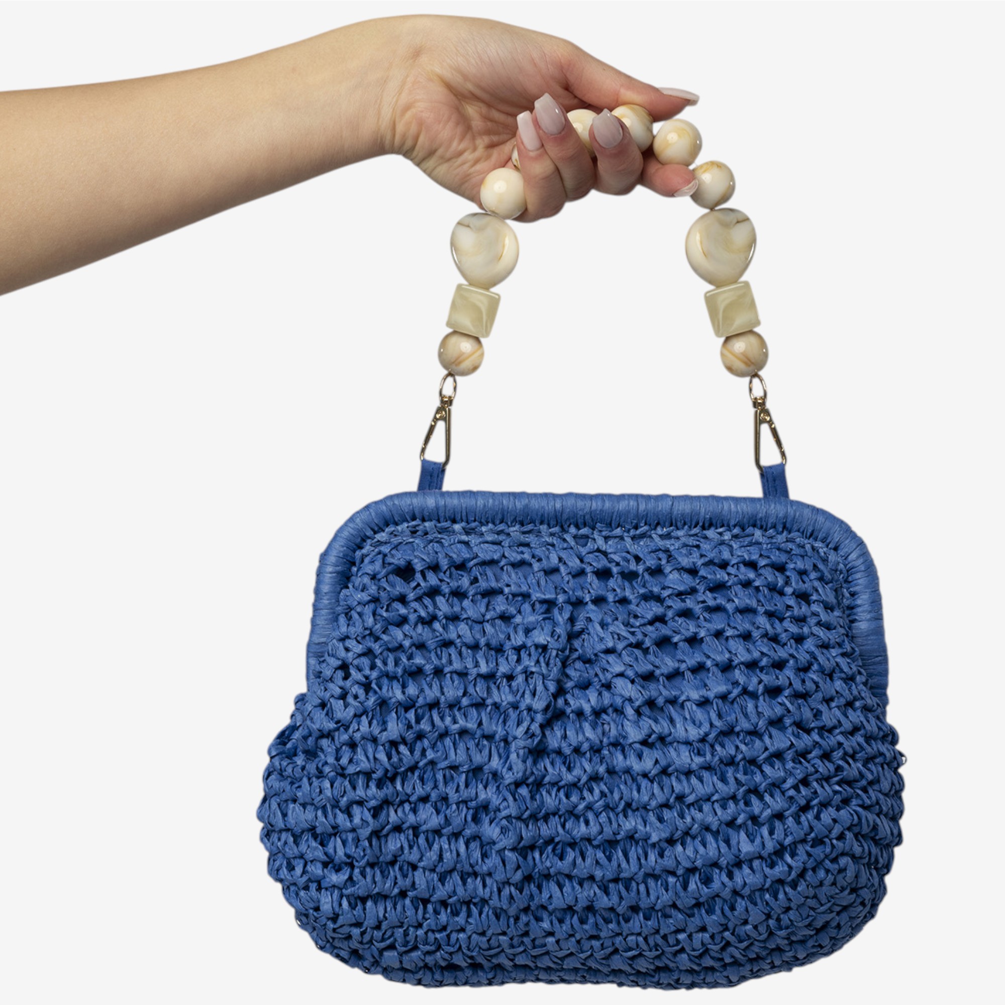 Katherine Karambelas Woven Clutch with Removable Beaded Handle