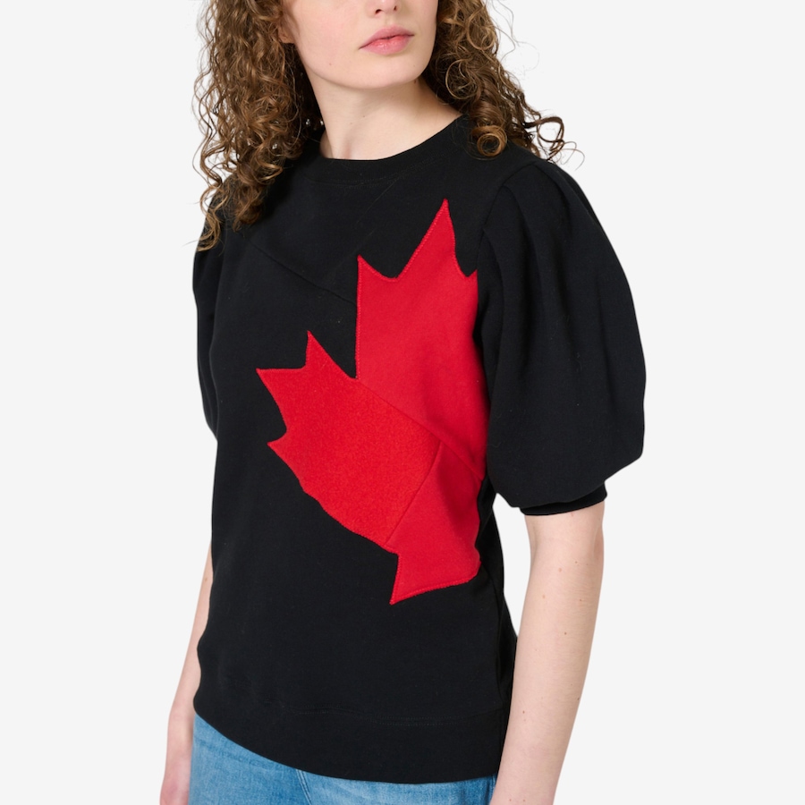 Image 125757_ALTMORE1.jpg, Product 125-757 / Price $89.00, Preloved French Terry Sugar Leaf Patch Puff Sleeve Crew from Preloved on TSC.ca's Fashion department