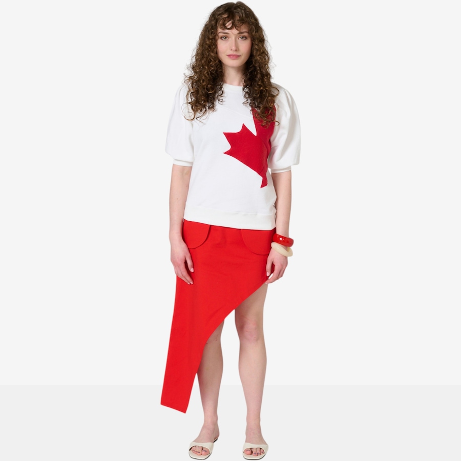 Image 125757_ALTMORE5.jpg, Product 125-757 / Price $89.00, Preloved French Terry Sugar Leaf Patch Puff Sleeve Crew from Preloved on TSC.ca's Fashion department