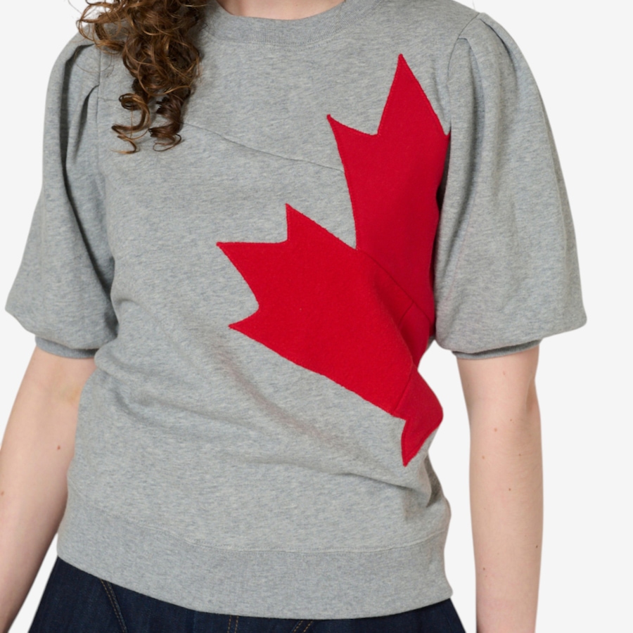 Image 125757_GYM.jpg, Product 125-757 / Price $89.00, Preloved French Terry Sugar Leaf Patch Puff Sleeve Crew from Preloved on TSC.ca's Fashion department