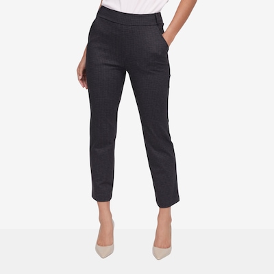 Kim & Co Mini Check Ponte Knit Slim Ankle Length Sleek Pant