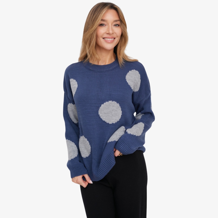Image 125904_JEADT.jpg, Product 125-904 / Price $79.00, M Made In Italy Knit Polk-A-Dot Colour Block Crew Neck Sweater from M Made in Italy on TSC.ca's Fashion department