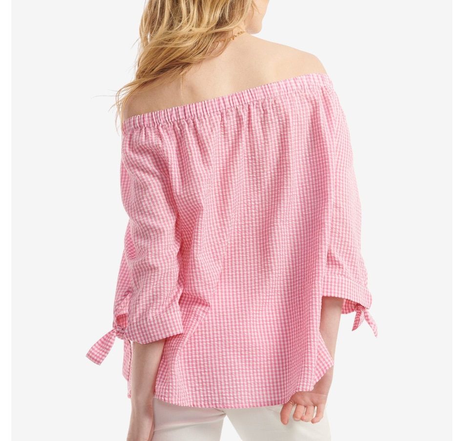 Image 126120_ALTMORE3.jpg, Product 126-120 / Price $29.99, Charlie Paige Betty Seersucker Blouse from Charlie Paige on TSC.ca's Fashion department