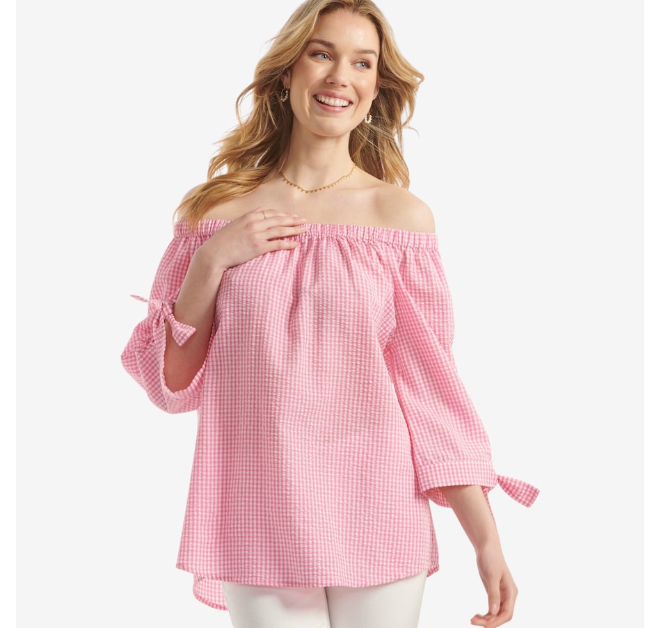 Image 126120_PNK.jpg, Product 126-120 / Price $29.99, Charlie Paige Betty Seersucker Blouse from Charlie Paige on TSC.ca's Fashion department