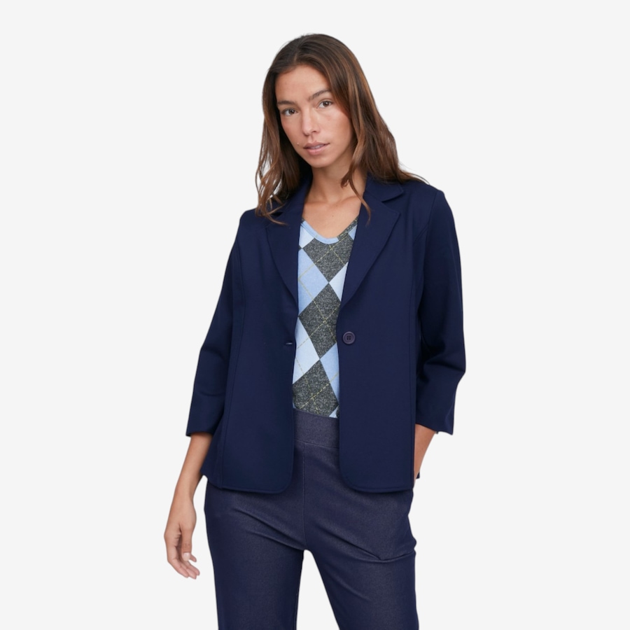 Image 126434_NVY.jpg, Product 126-434 / Price $84.99, Kim & Co Stretch Ponte Knit Essential Wrist Length Sl Blazer from Kim & Co. on TSC.ca's Fashion department