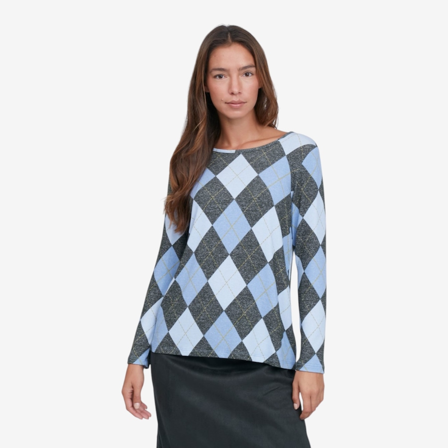 Image 126444_BLMU.jpg, Product 126-444 / Price $59.99, Kim & Co. Printed Fine Sweater Knit Long Sleeve Top from Kim & Co. on TSC.ca's Fashion department