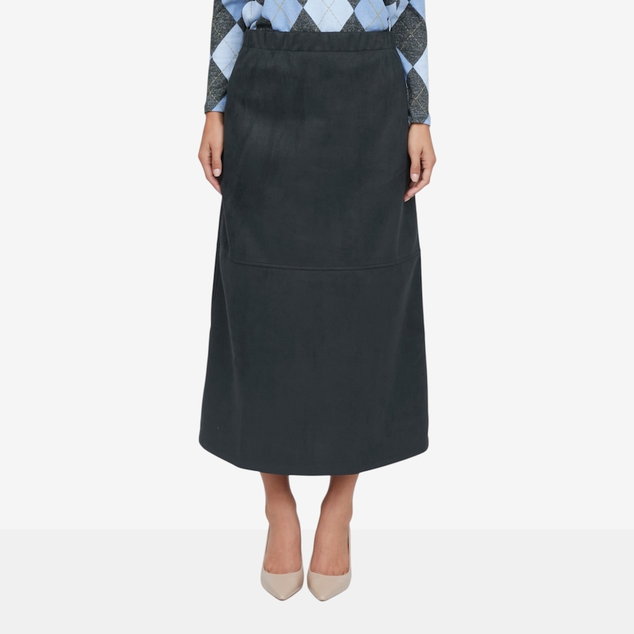 Image 126449_TYM.jpg, Product 126-449 / Price $79.99, Kim & Co Stretch Faux Suede Long Skirt from Kim & Co. on TSC.ca's Fashion department