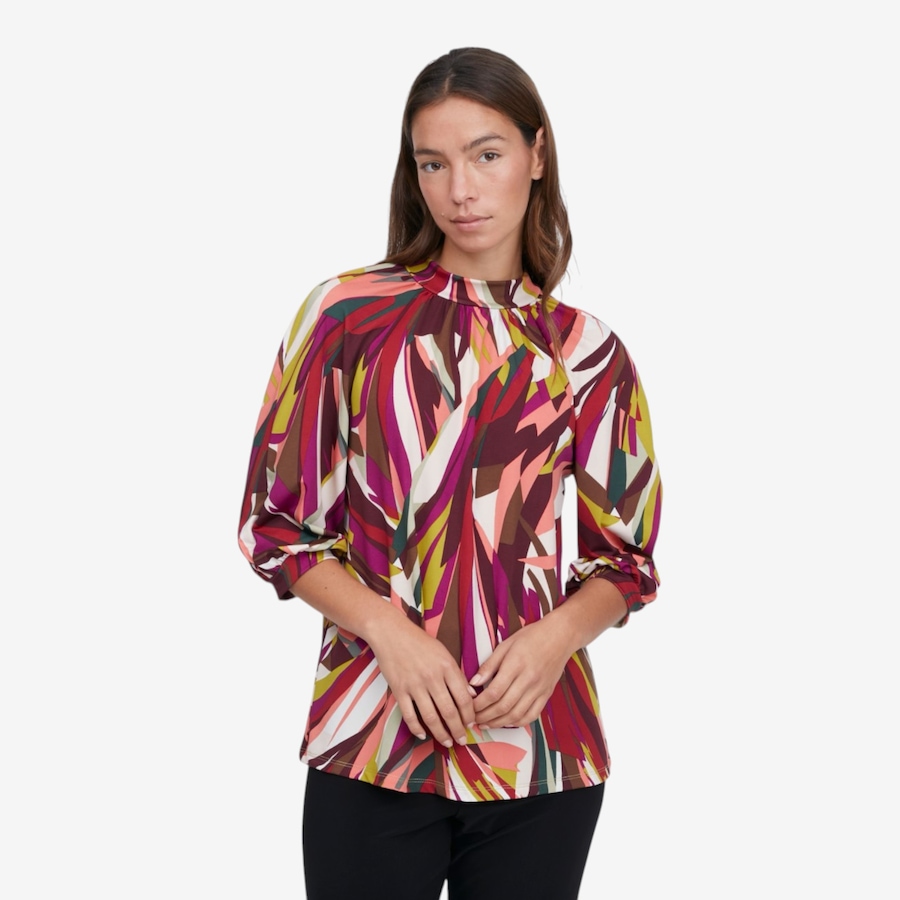 Image 126451_MTICO.jpg, Product 126-451 / Price $69.99, Kim & Co Printed Brazil Knit 3/4 Blouson Slv Mock Neck Top from Kim & Co. on TSC.ca's Fashion department